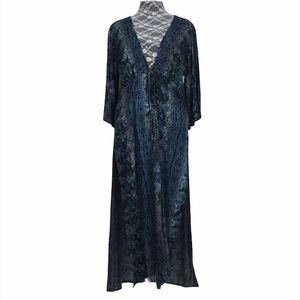 Angie Green Snake Print Tie Front Caftan Cardigan